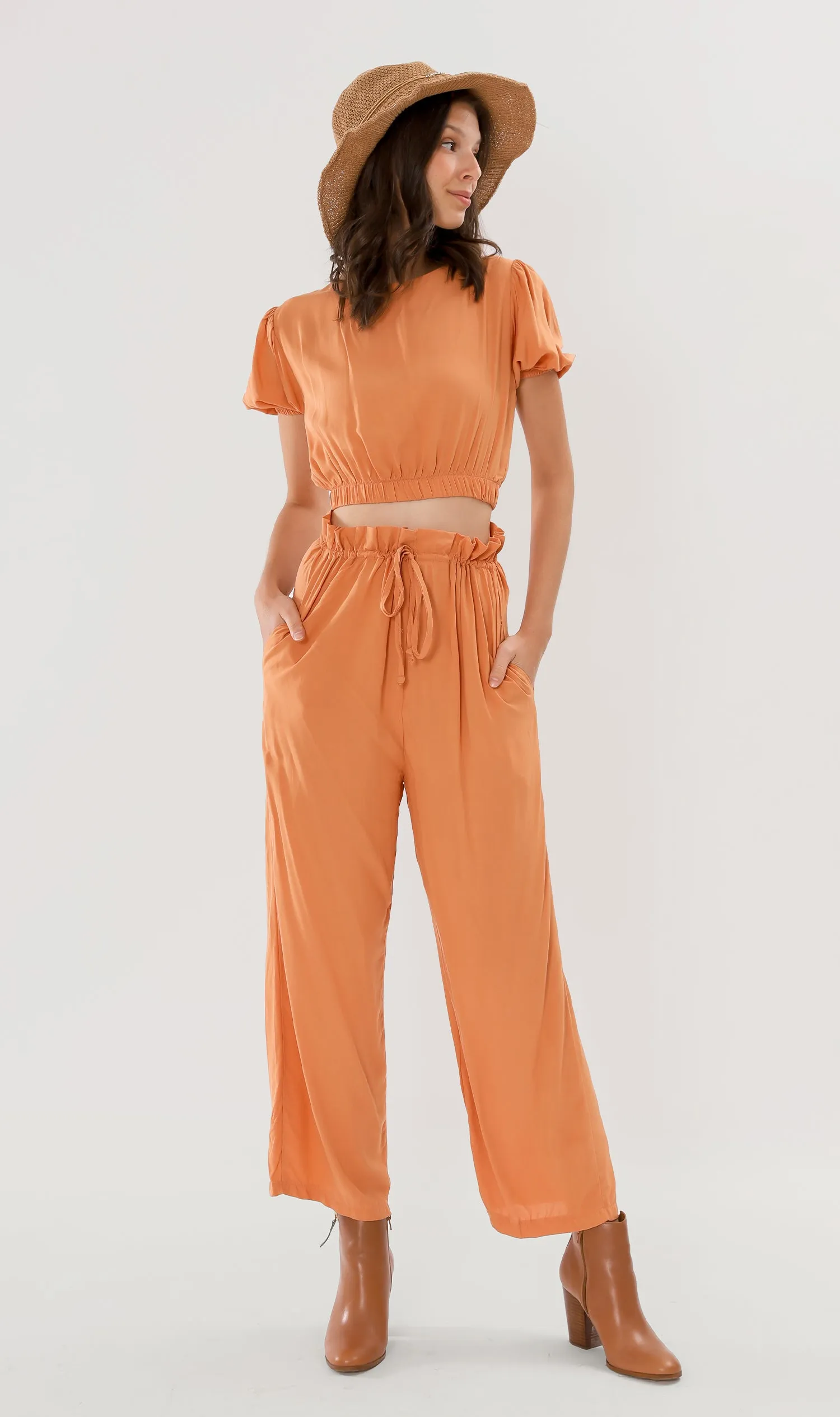 NIA Short-Sleeve Top & Pants Co-ord (Melon)