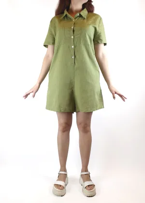 Nude Lucy green linen-cotton mix playsuit with pockets size 10