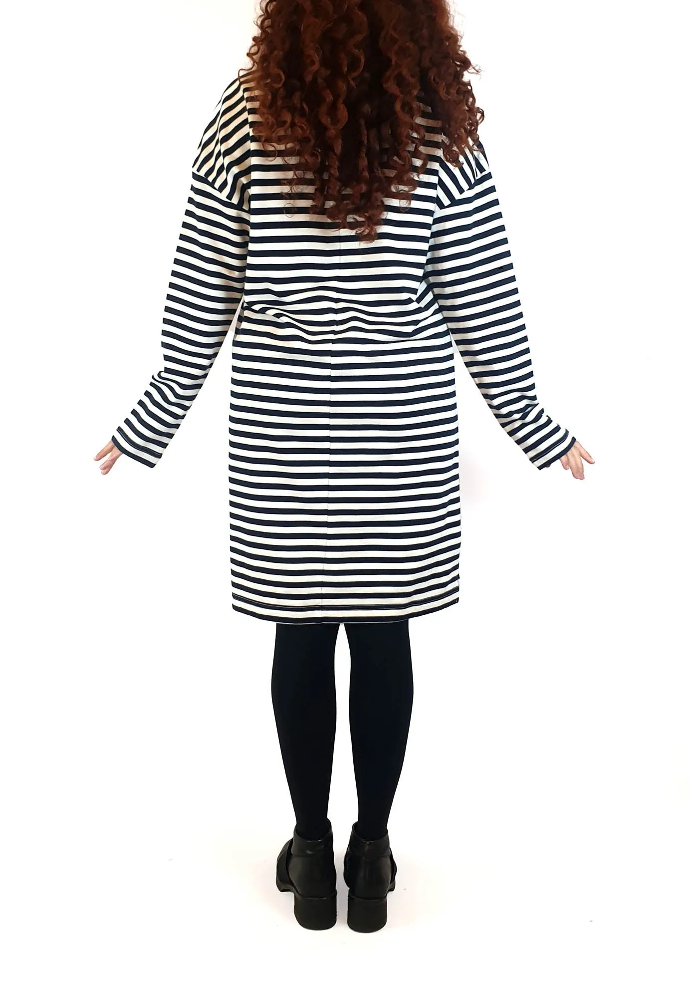 Nude Lucy navy and white striped long sleeve dress size M (small fit, best fits size 10)