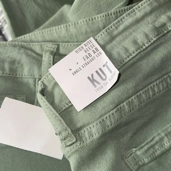 NWT KUT from the Kloth Reese Fab Ab Raw Hem High Waist  Jeans  Sea Green