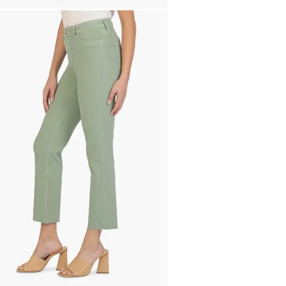 NWT KUT from the Kloth Reese Fab Ab Raw Hem High Waist  Jeans  Sea Green