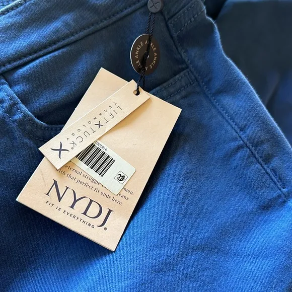 NWT NYDJ Sheri Rivet Side Slit Slim Ankle Jeans In Royal Blue