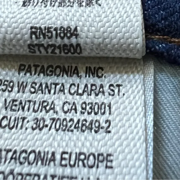 NWT Patagonia jeans straight fit slim high rise