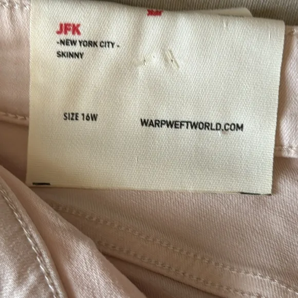NWT Warp &amp; Weft Blush‎ Pink JFK Skinny Jean in Size 16