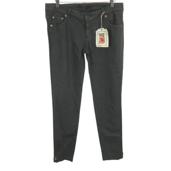 NWT Womens Size 29 29x30 1/2 Carmar Dark Gray Zip Hem Slim Leg Denim Jeans