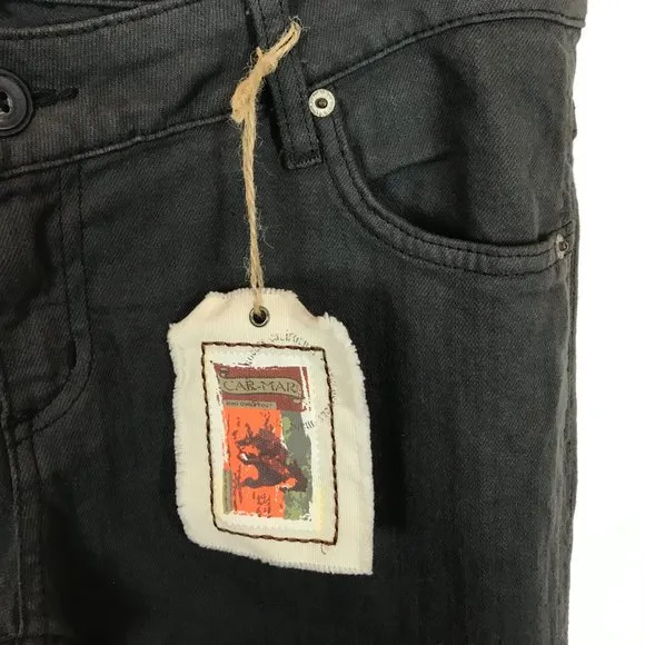 NWT Womens Size 29 29x30 1/2 Carmar Dark Gray Zip Hem Slim Leg Denim Jeans