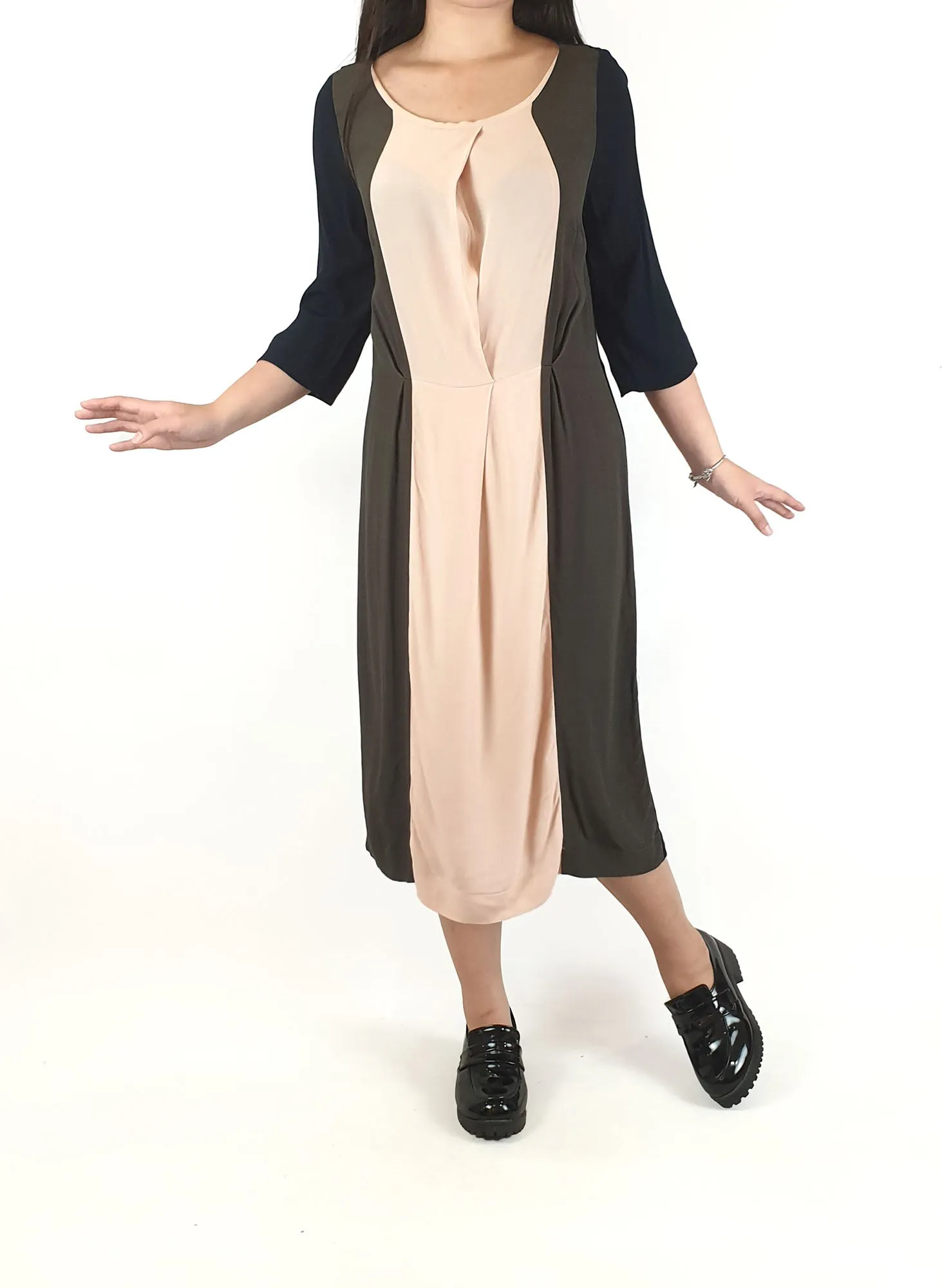 Obus black, grey and pink virtical panel dress size 0, best fits 6