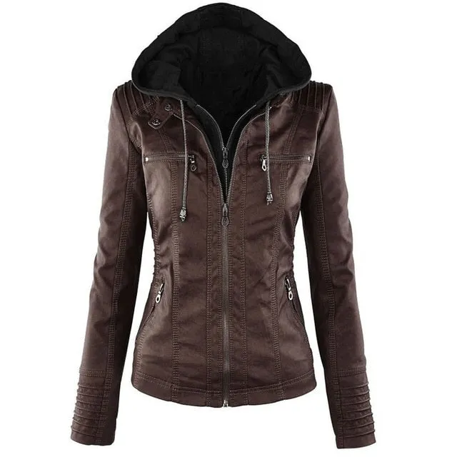 OHRYIYIE Plue Size 7XL Leather Jacket Women 2018 Autumn Winter Outerwear Coat Lady PU Leather Clothing Female Motorcycle Jackets