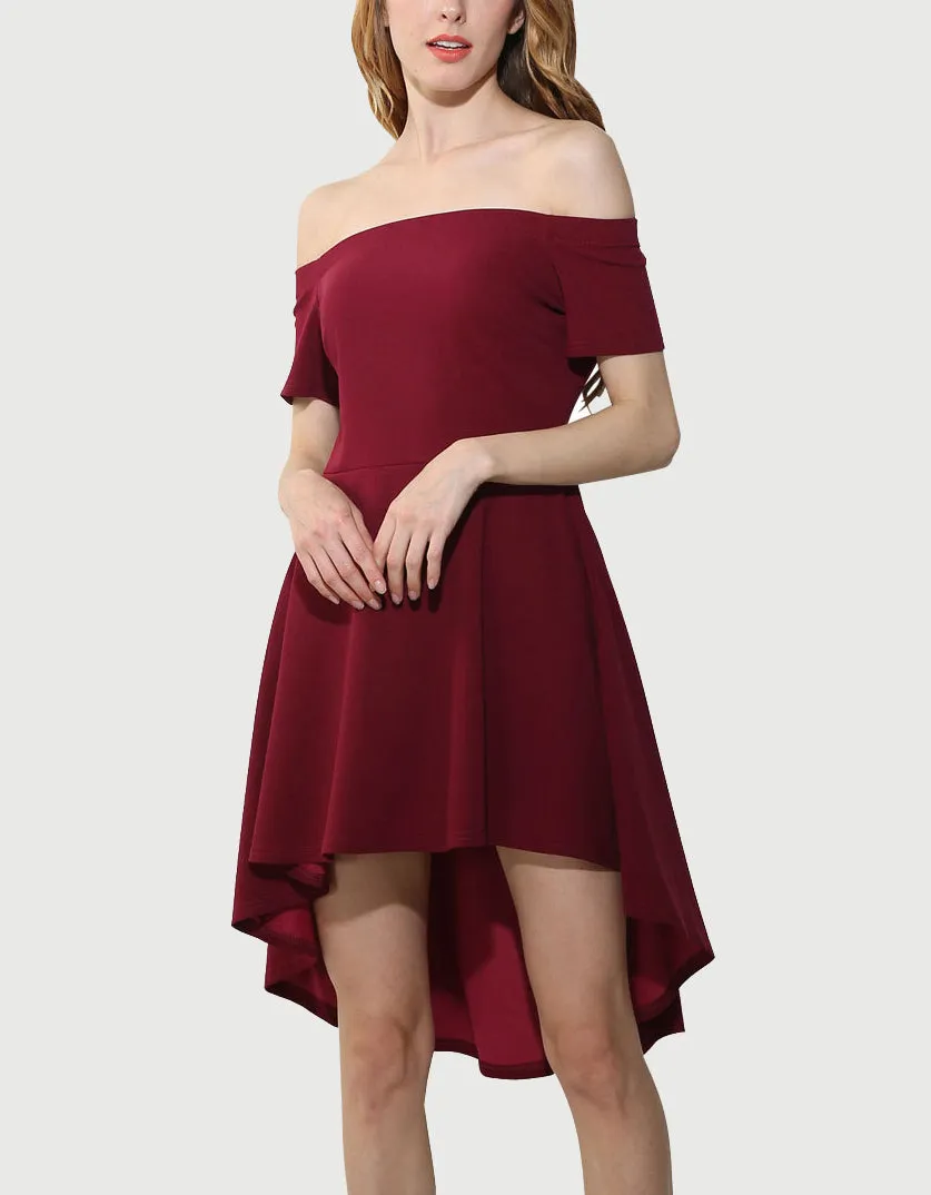 One-shoulder Short-sleeved Large Swing Tuxedo Dress Skirt