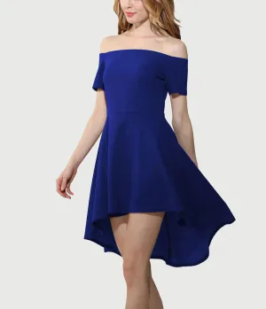 One-shoulder Short-sleeved Large Swing Tuxedo Dress Skirt