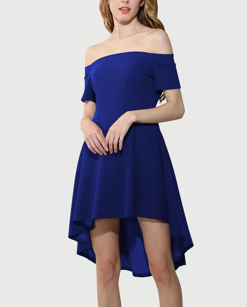 One-shoulder Short-sleeved Large Swing Tuxedo Dress Skirt