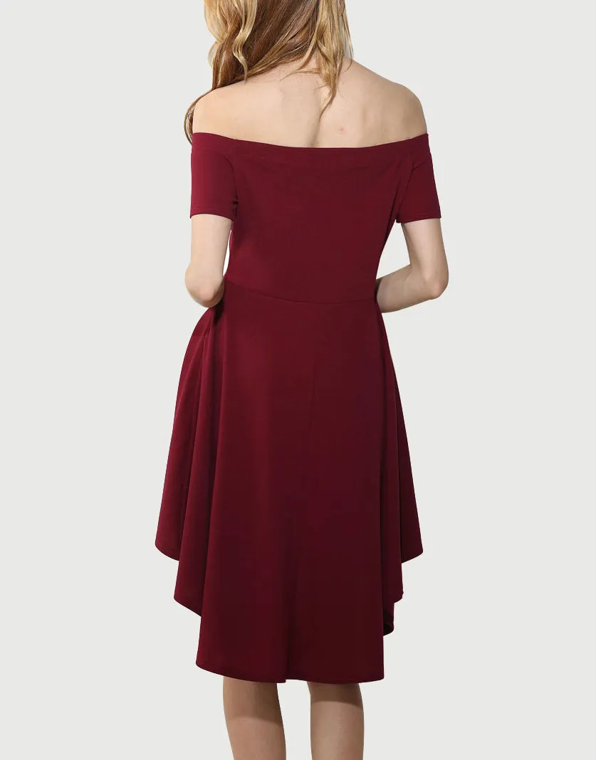 One-shoulder Short-sleeved Large Swing Tuxedo Dress Skirt