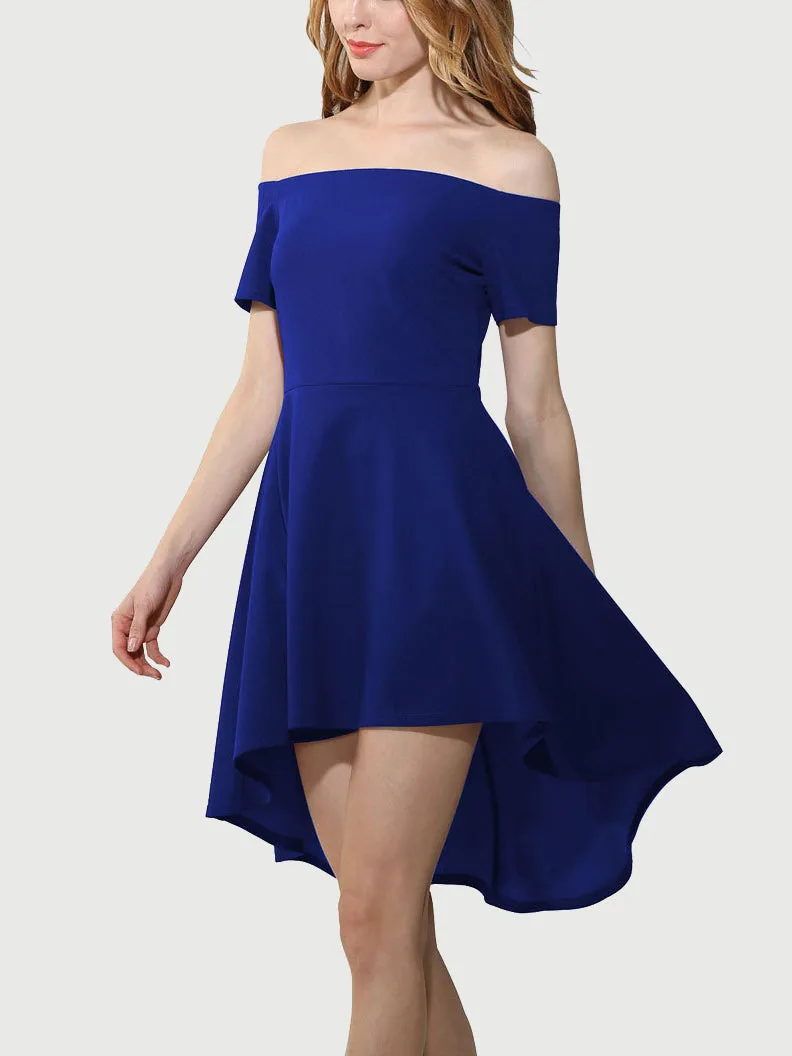 One-shoulder Short-sleeved Large Swing Tuxedo Dress Skirt