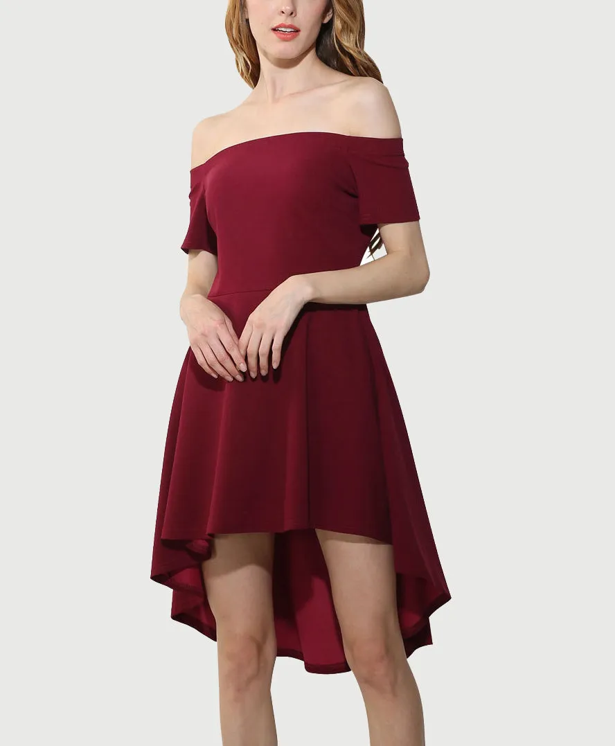 One-shoulder Short-sleeved Large Swing Tuxedo Dress Skirt