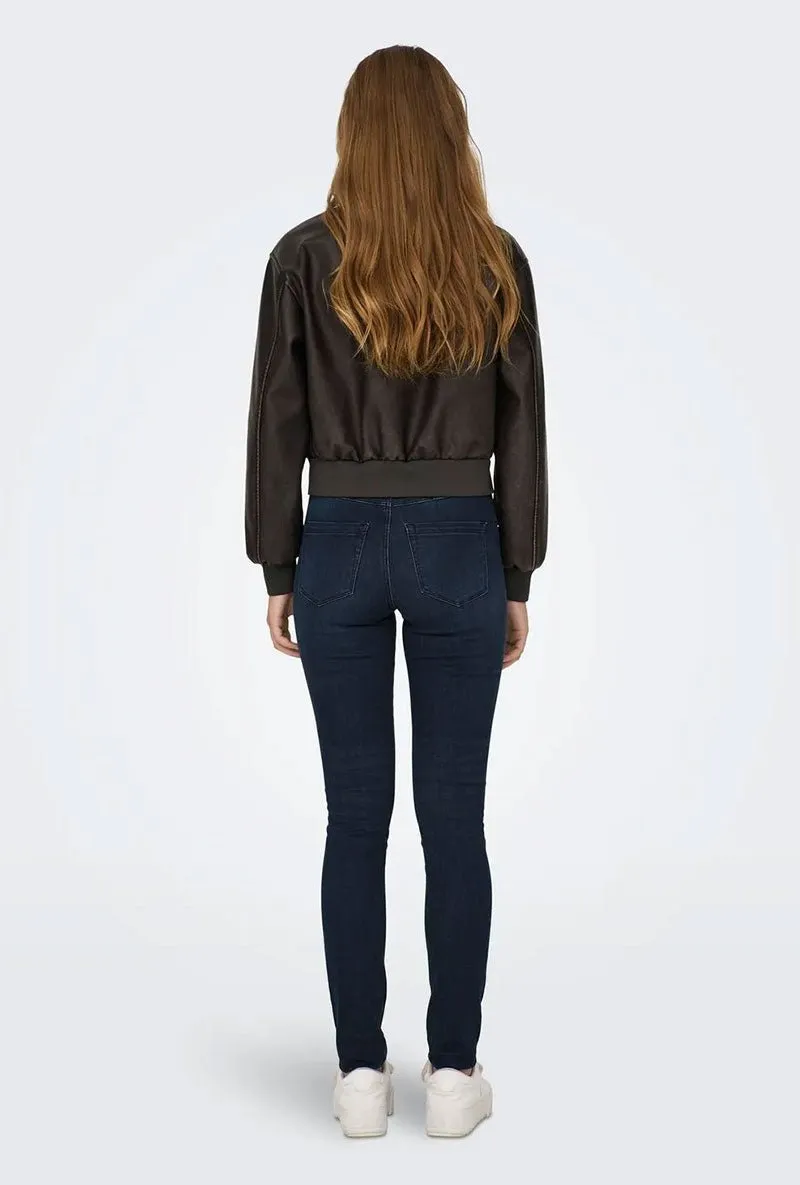 ONLY JANE FAUX LEATHER WASHED BOMBER JKT