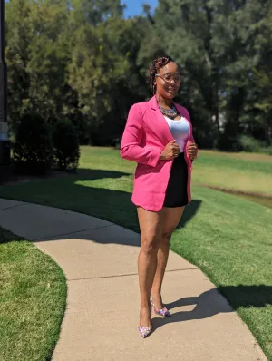 OPEN FRONT CLASSIC BLAZER (HOT PINK)