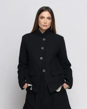 Organic Cotton Lining Herringbone Fitted Layered Blazer