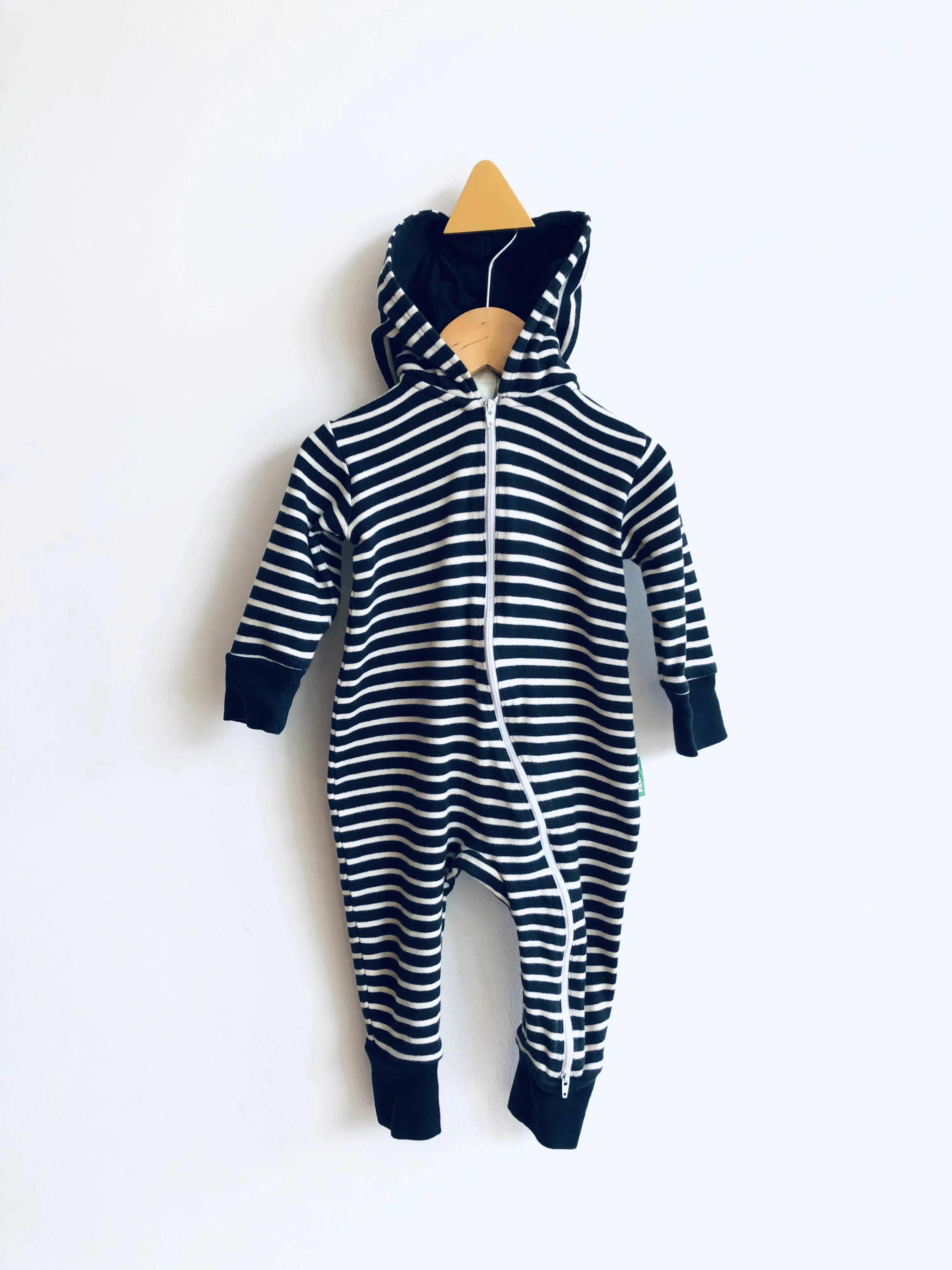 Organic Cotton Striped Hooded Romper // 12-18M