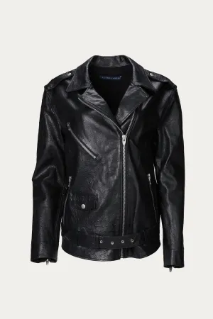 OVERSIZED LEATHER BIKER JACKET