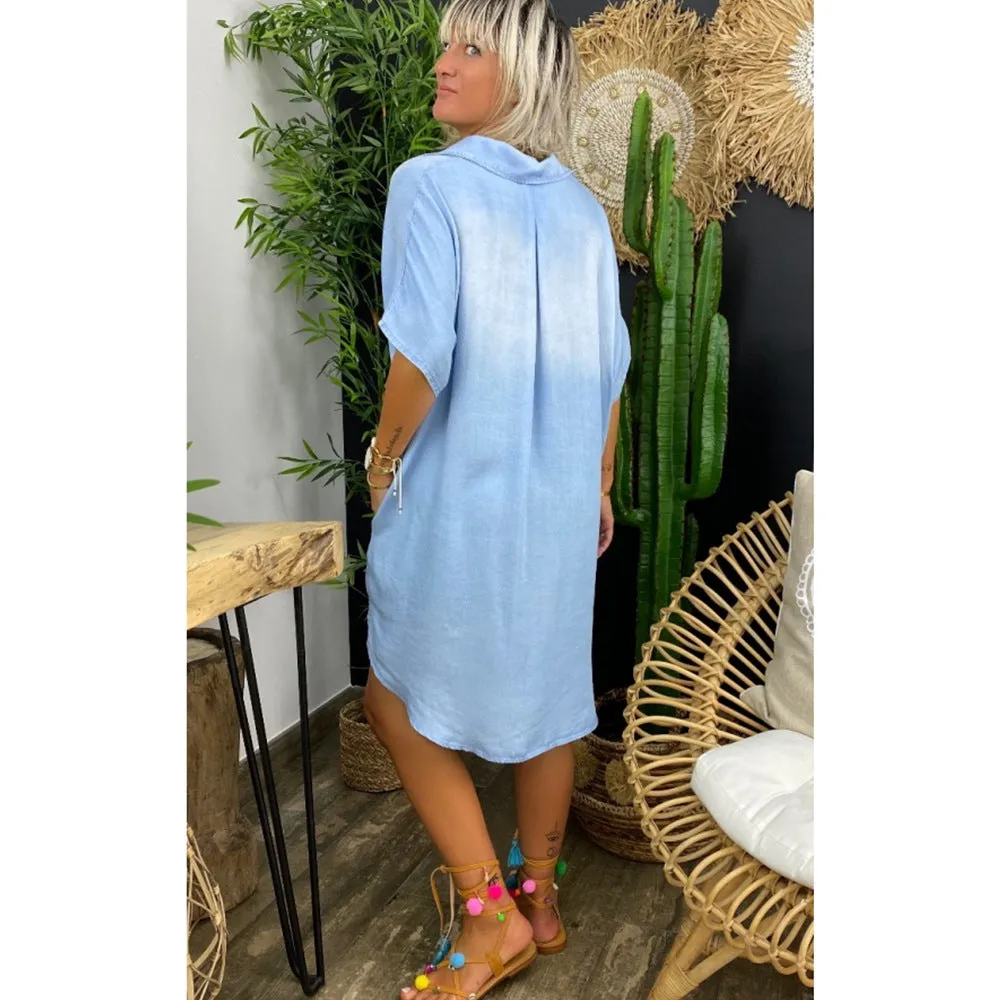 Oversized Loose Casual Short Sleeve Denim Plus Size Mini Dress