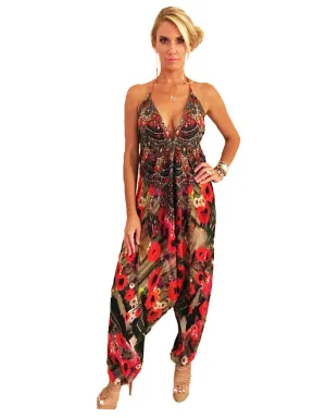 Parides Harem Jumpsuit in Melange Poppy
