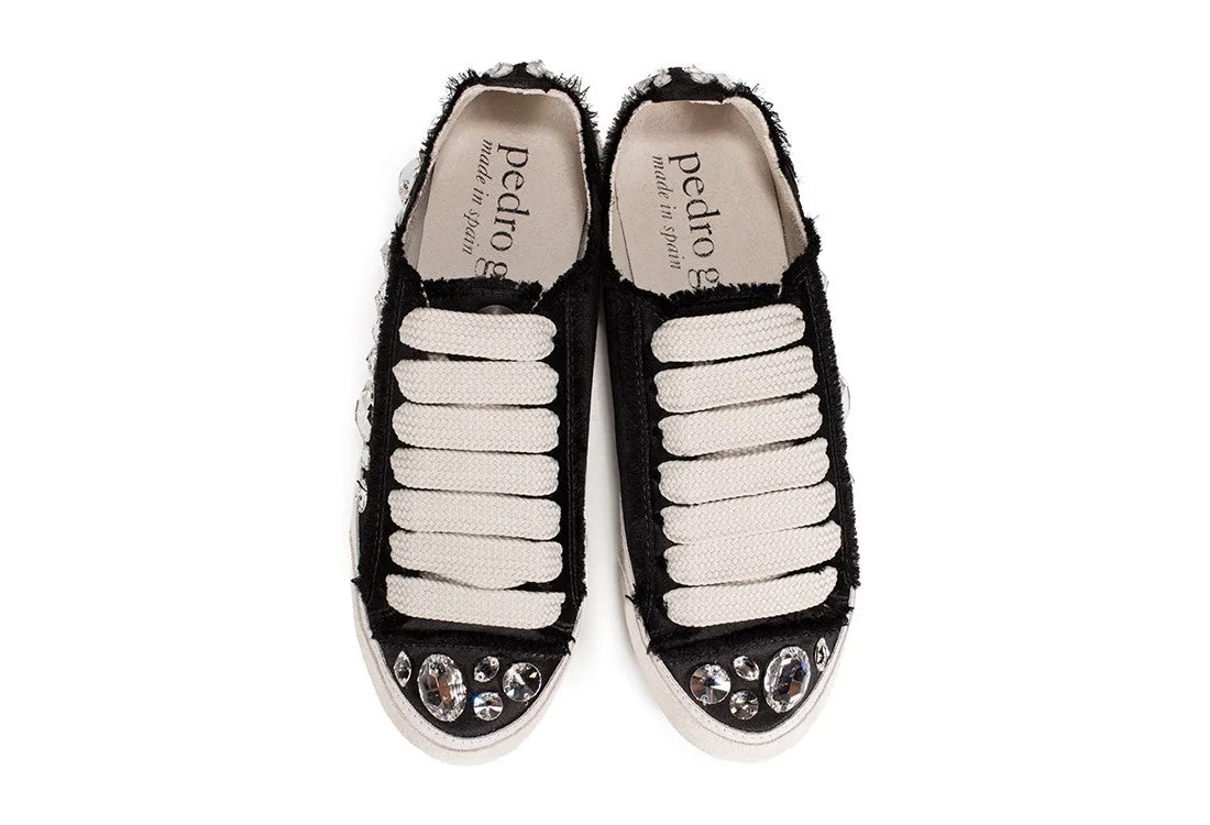 Pariz Jeweled Satin Sneaker Black