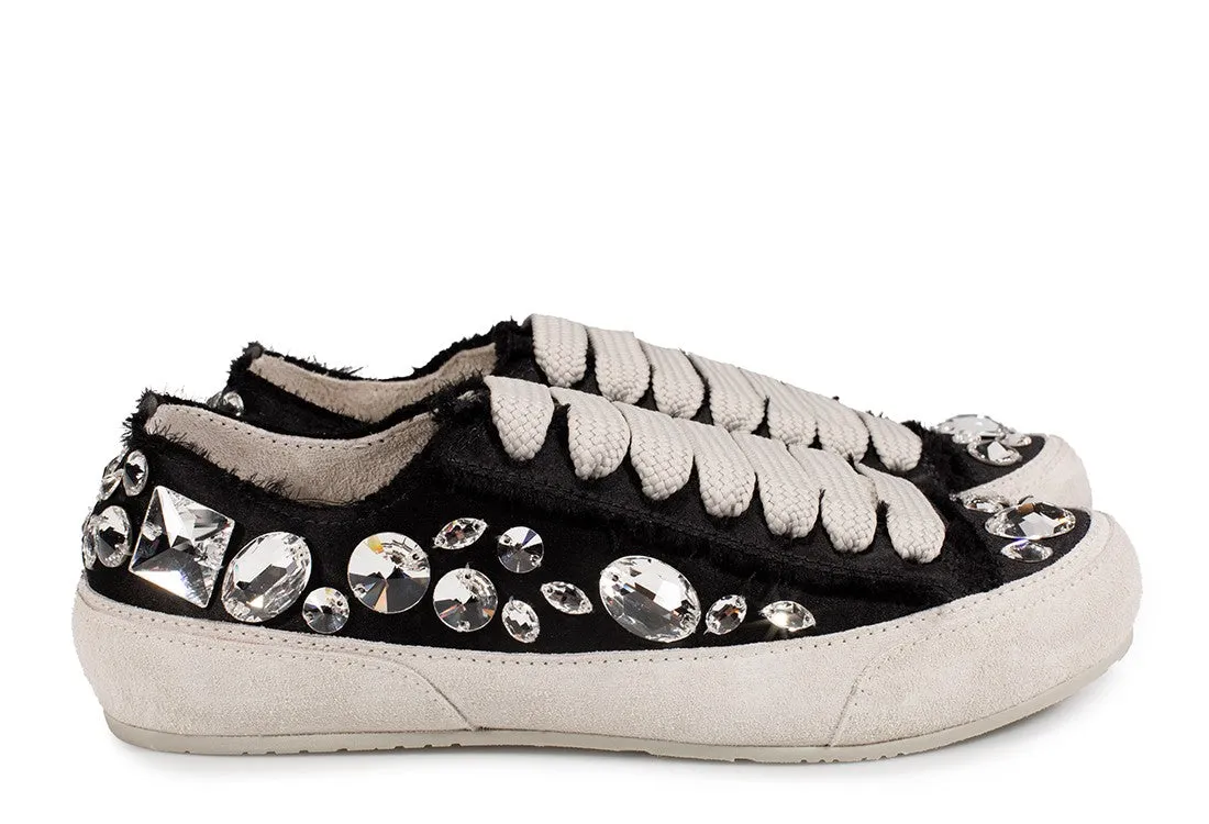 Pariz Jeweled Satin Sneaker Black