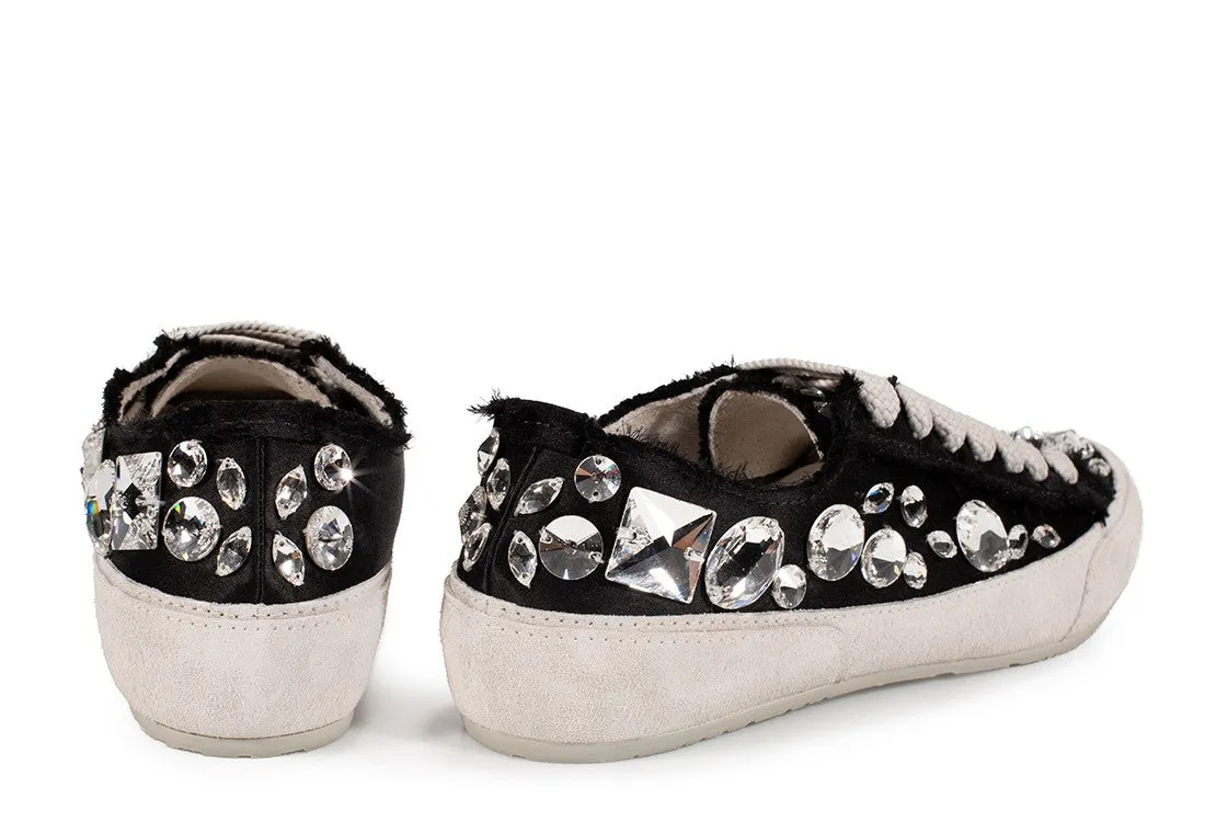 Pariz Jeweled Satin Sneaker Black