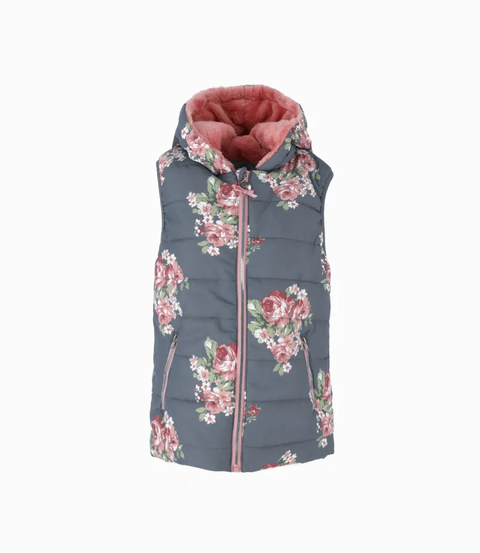Parka Niña Floreada Sin Mangas