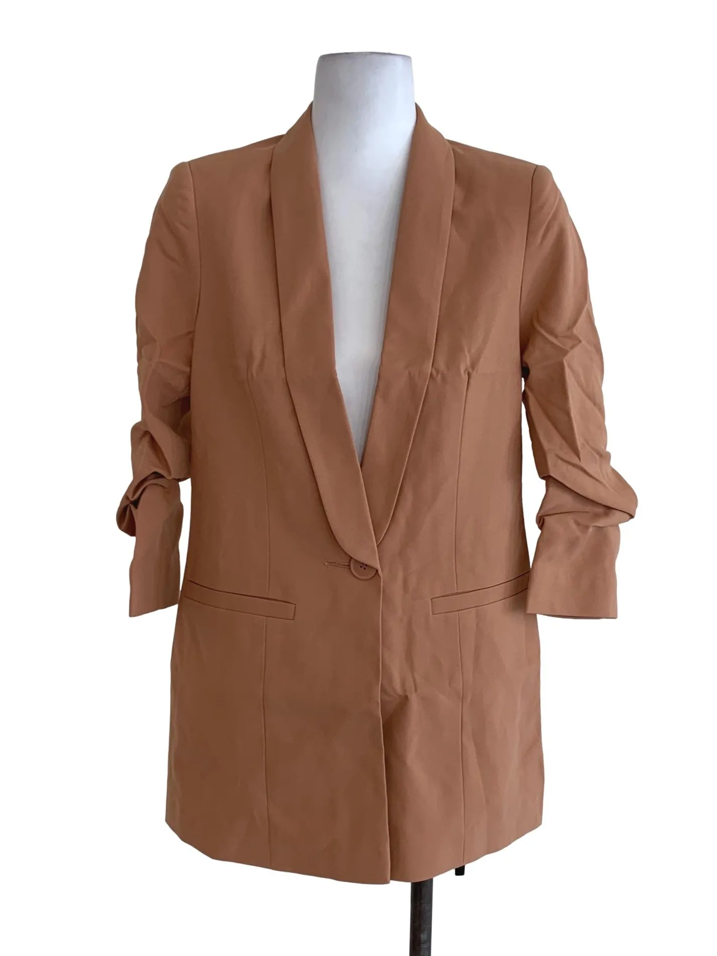 Peach Plain Blazer Outerwear
