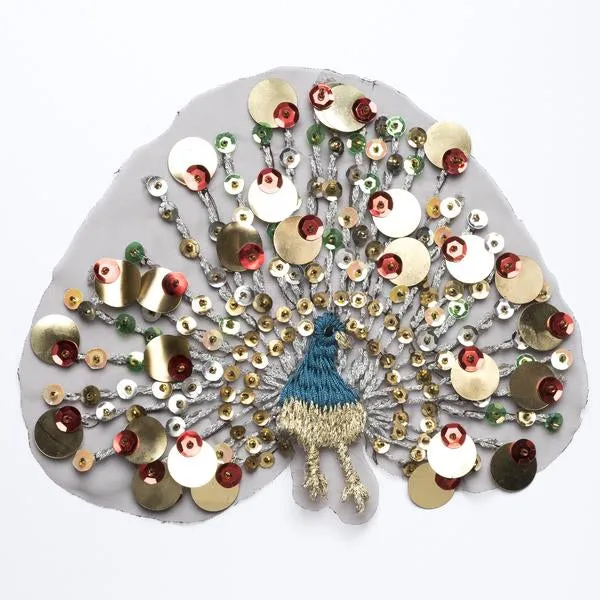 Peacock Sequined Applique 7.25" x 5.50" - 1 Piece