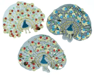 Peacock Sequined Applique 7.25" x 5.50" - 1 Piece