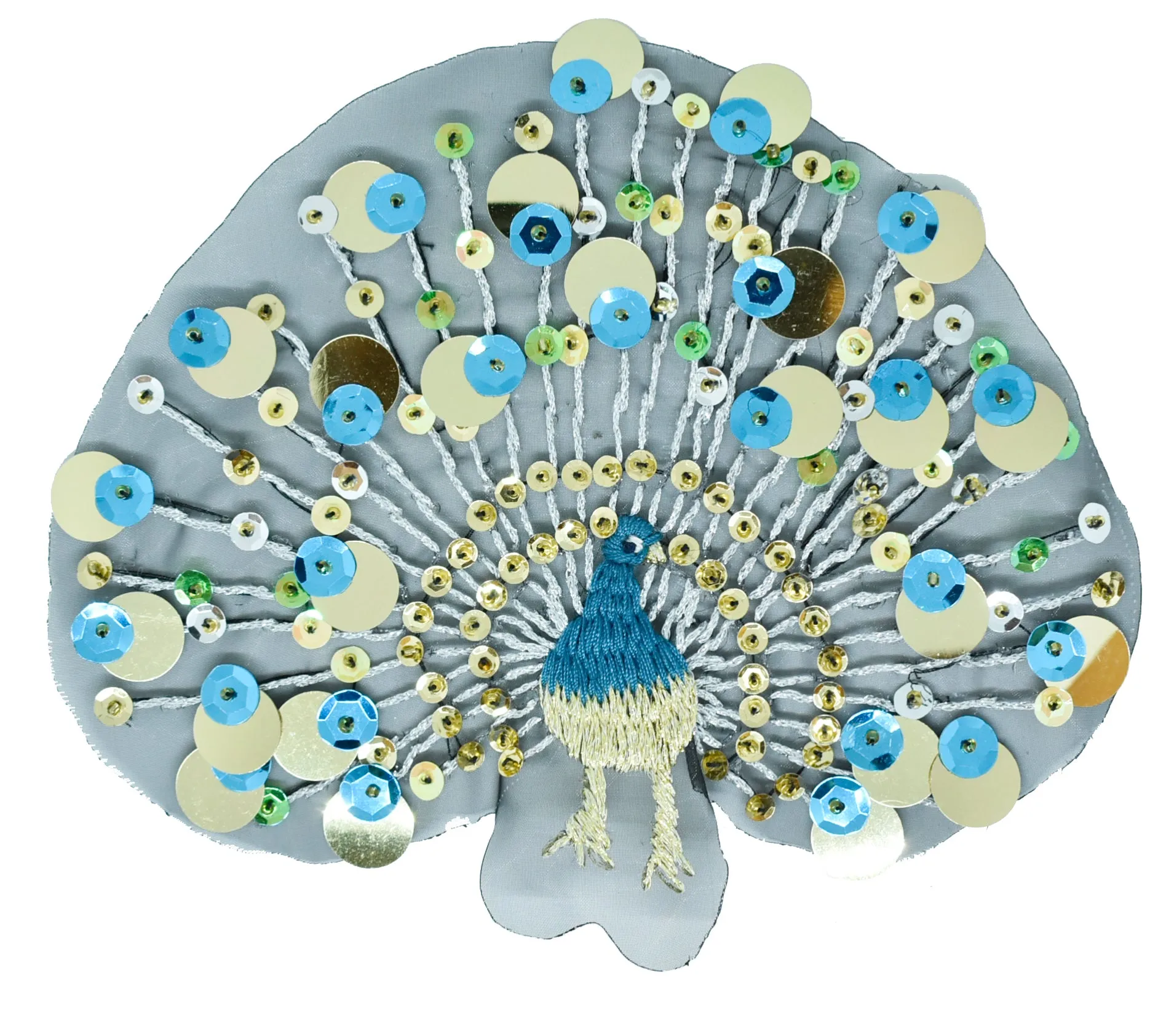 Peacock Sequined Applique 7.25" x 5.50" - 1 Piece