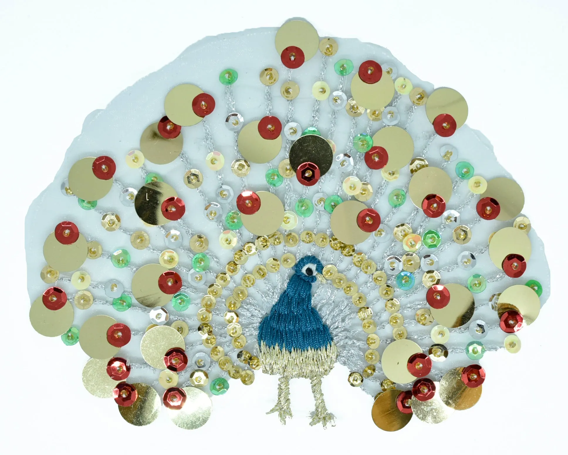 Peacock Sequined Applique 7.25" x 5.50" - 1 Piece