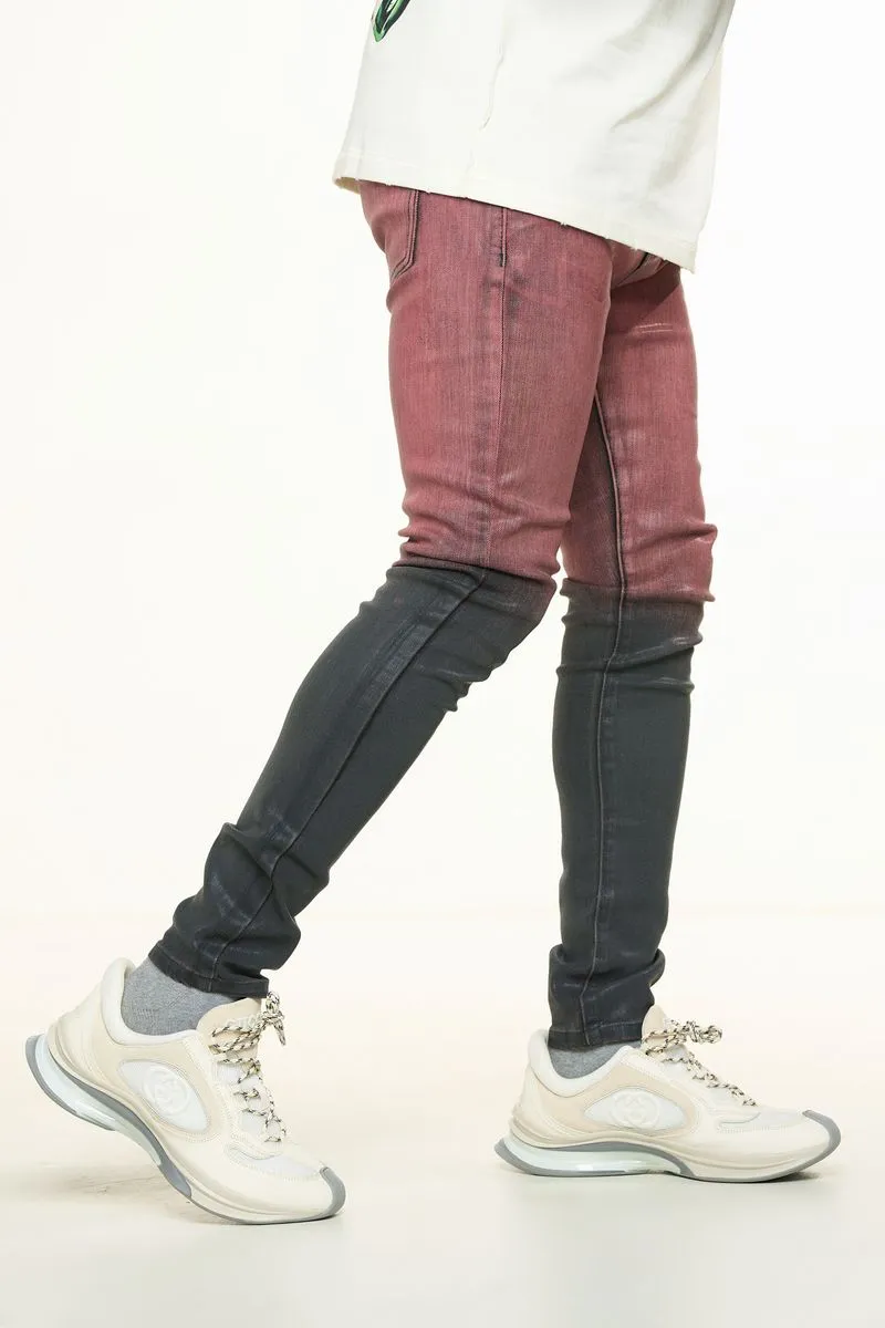 PHEELINGS INNER PEACE SKINNY DENIM (MAROON GRAIDENT WAX)