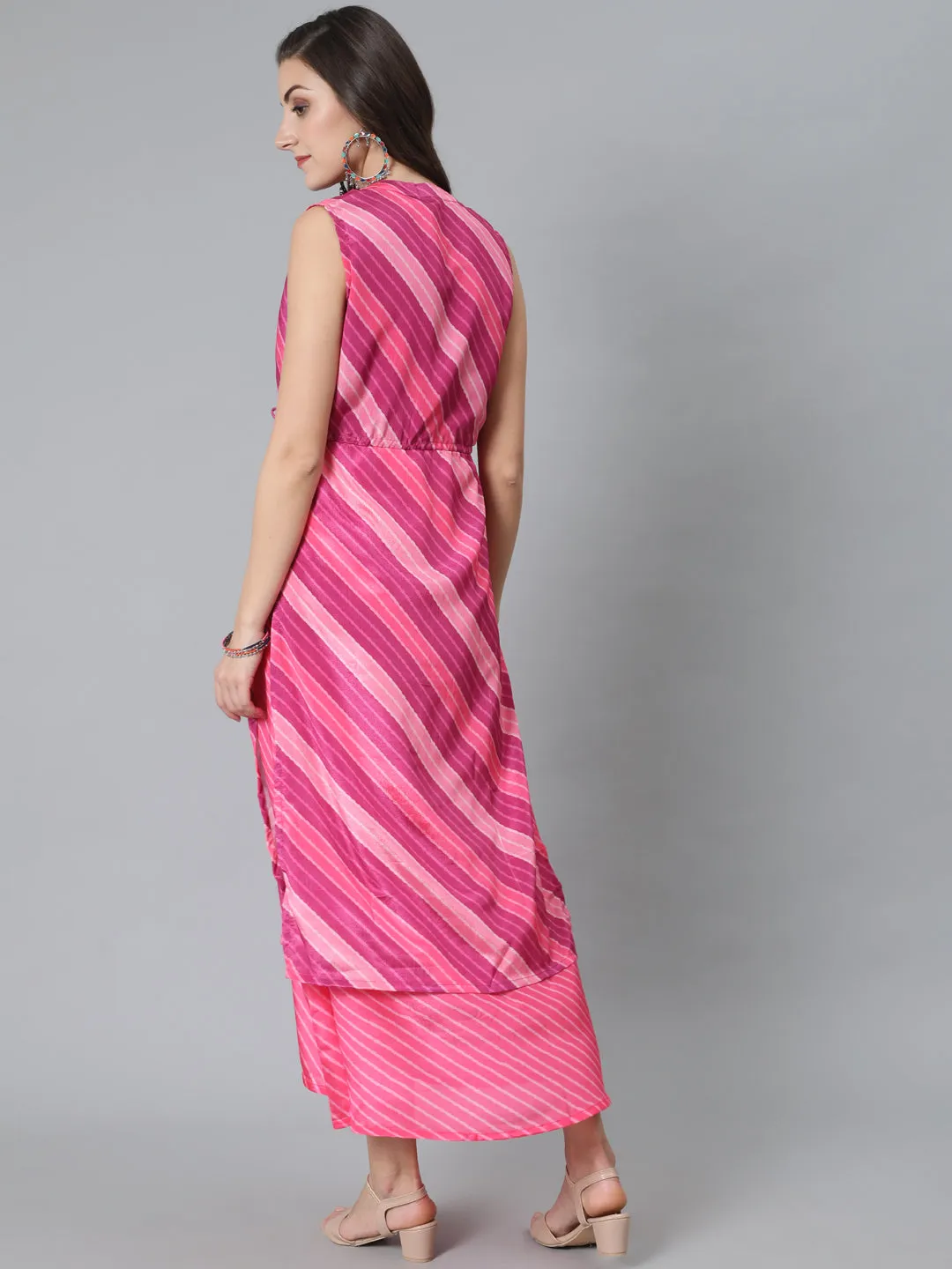 Pink Leheriya Print Maxi Dress