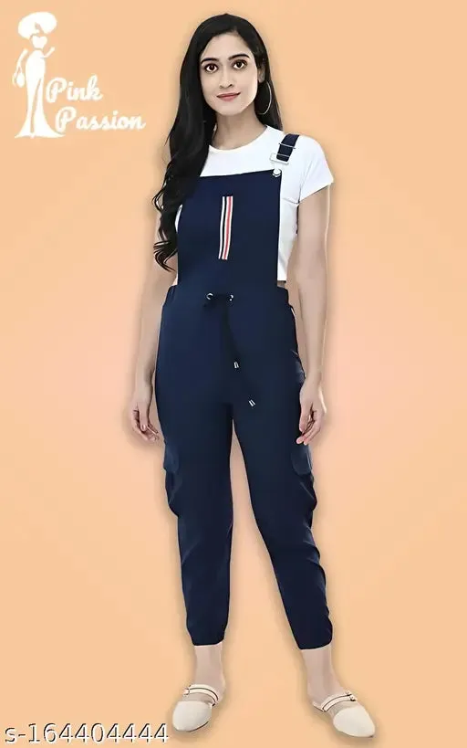 Pink Passion Stylish Graceful Classy Elegant Fancy Women Trending Stylish Latest Fashionable Full Length Striped Fabulous Navy Jumpsuits S28 M30 L32  XL34