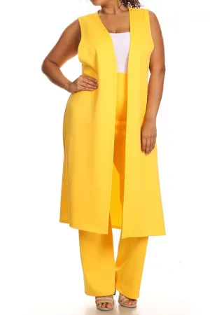 Plus Size Side Slits Long Open Front 2-Piece Set
