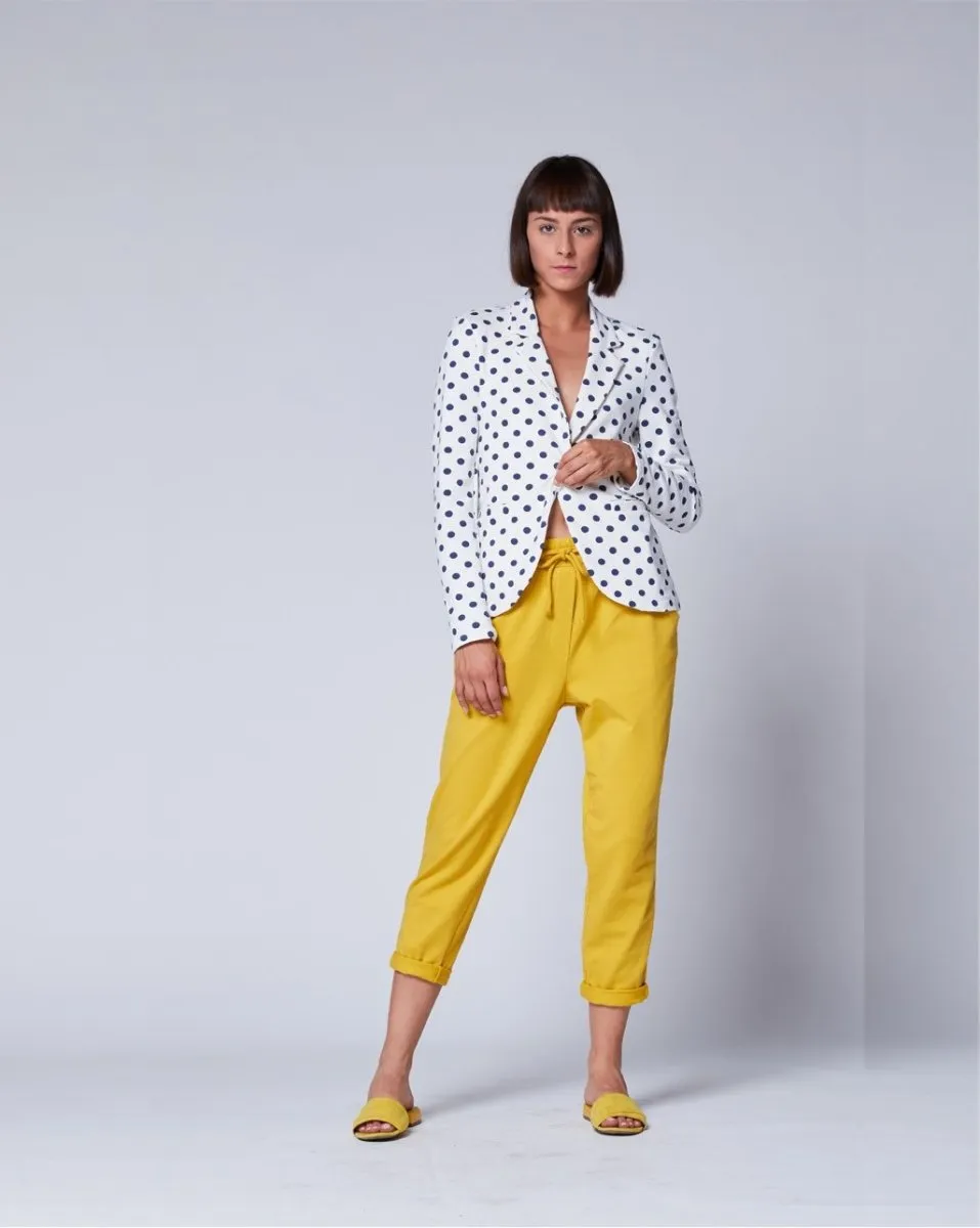Polka Dot Single-Button Blazer