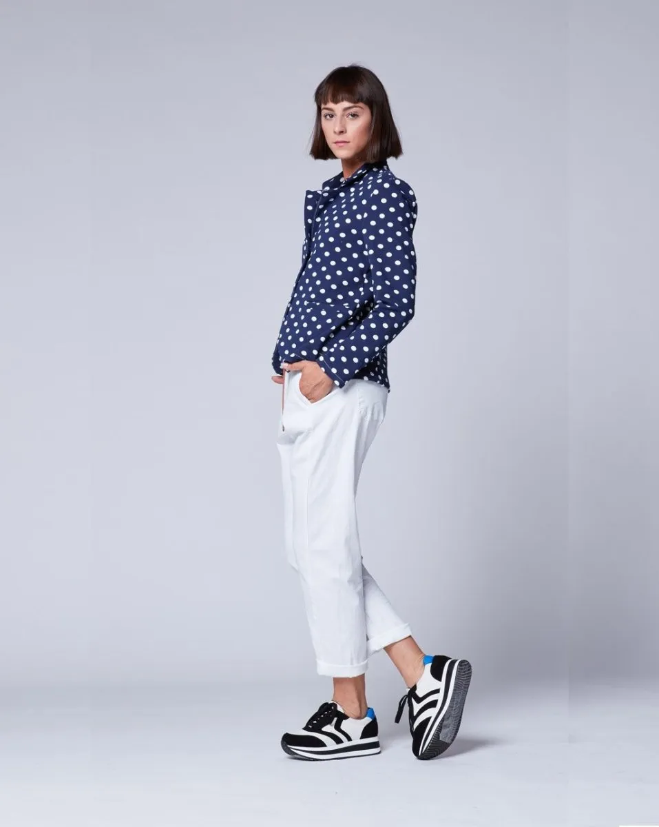 Polka Dot Single-Button Blazer