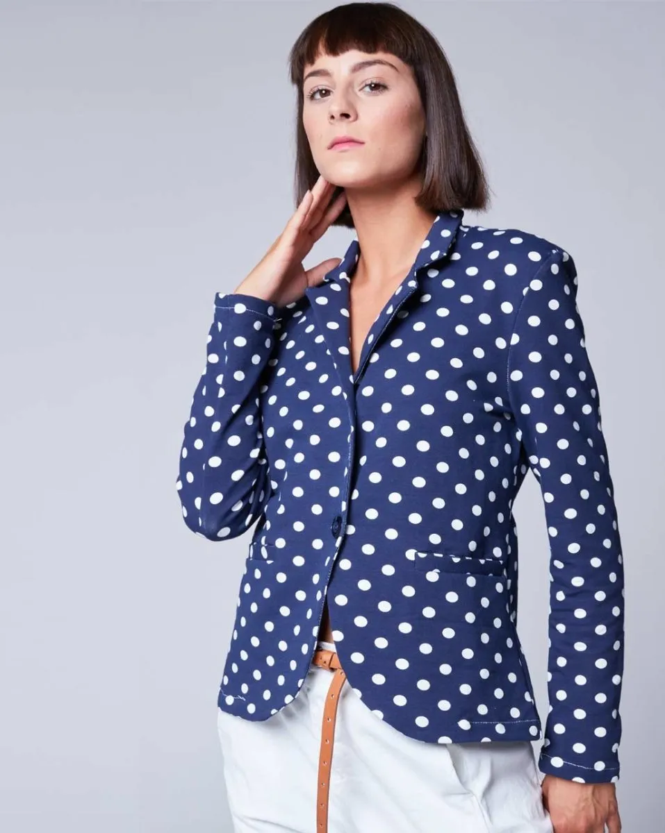 Polka Dot Single-Button Blazer
