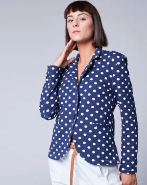 Polka Dot Single-Button Blazer