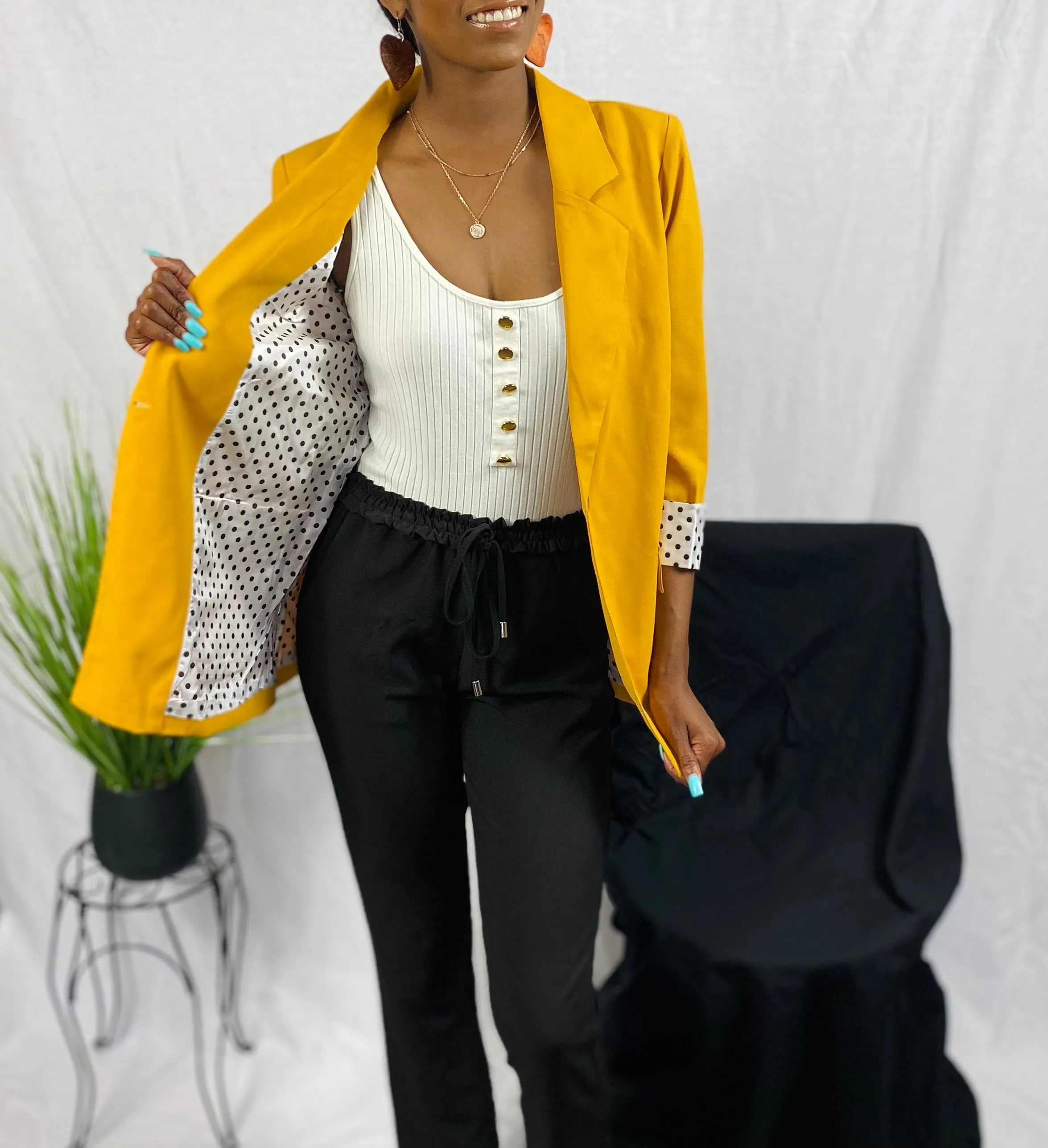 Polkadot Cuffed Blazer