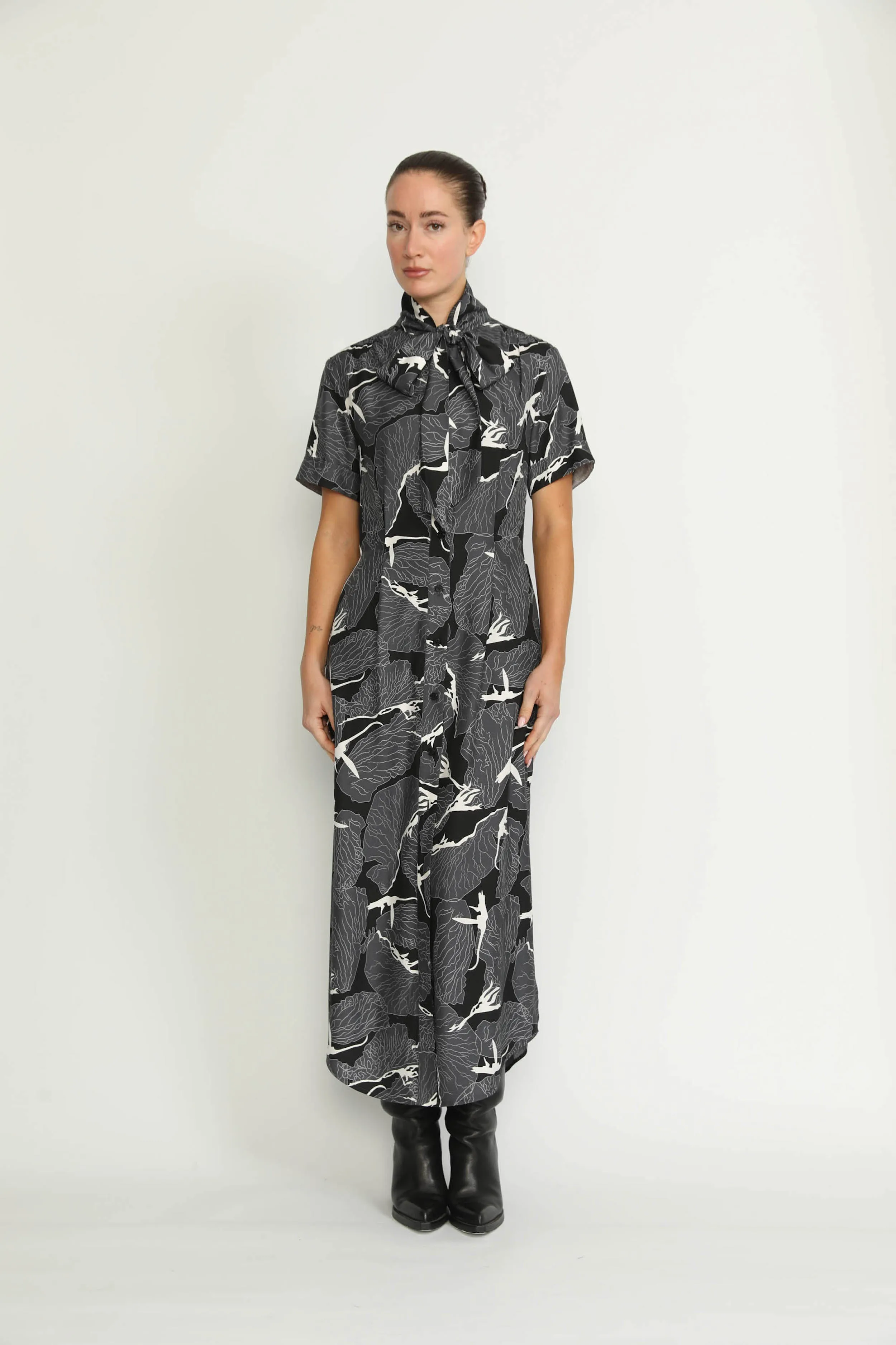 Port Dress - Port Relaxed Maxi Dress in Black Petal Print