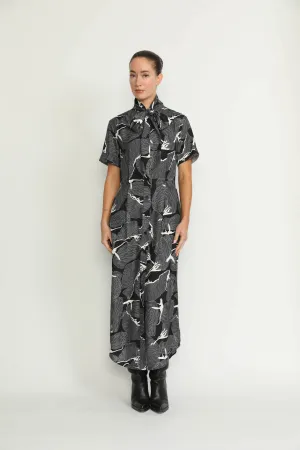Port Dress - Port Relaxed Maxi Dress in Black Petal Print