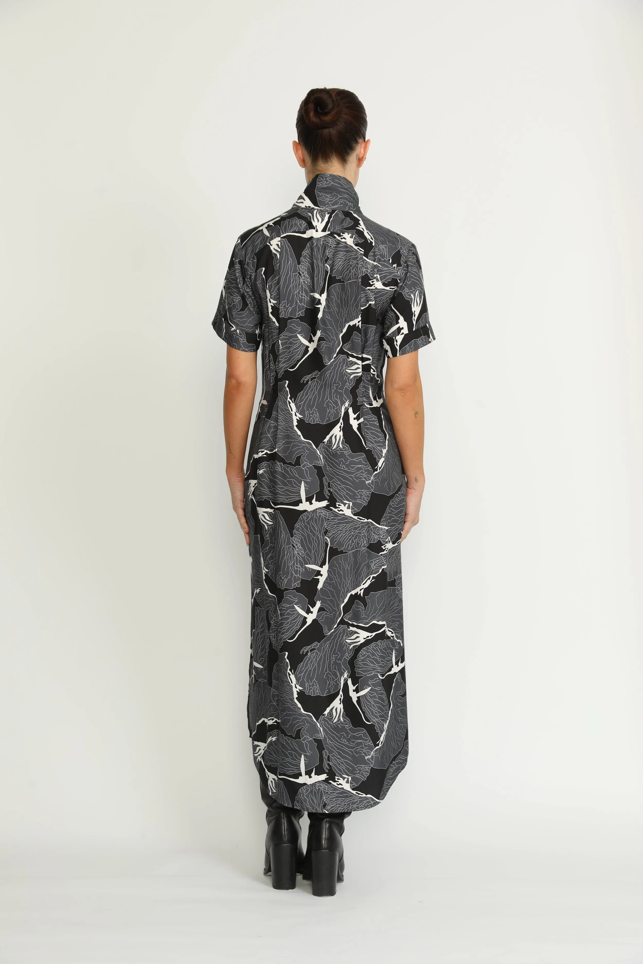 Port Dress - Port Relaxed Maxi Dress in Black Petal Print