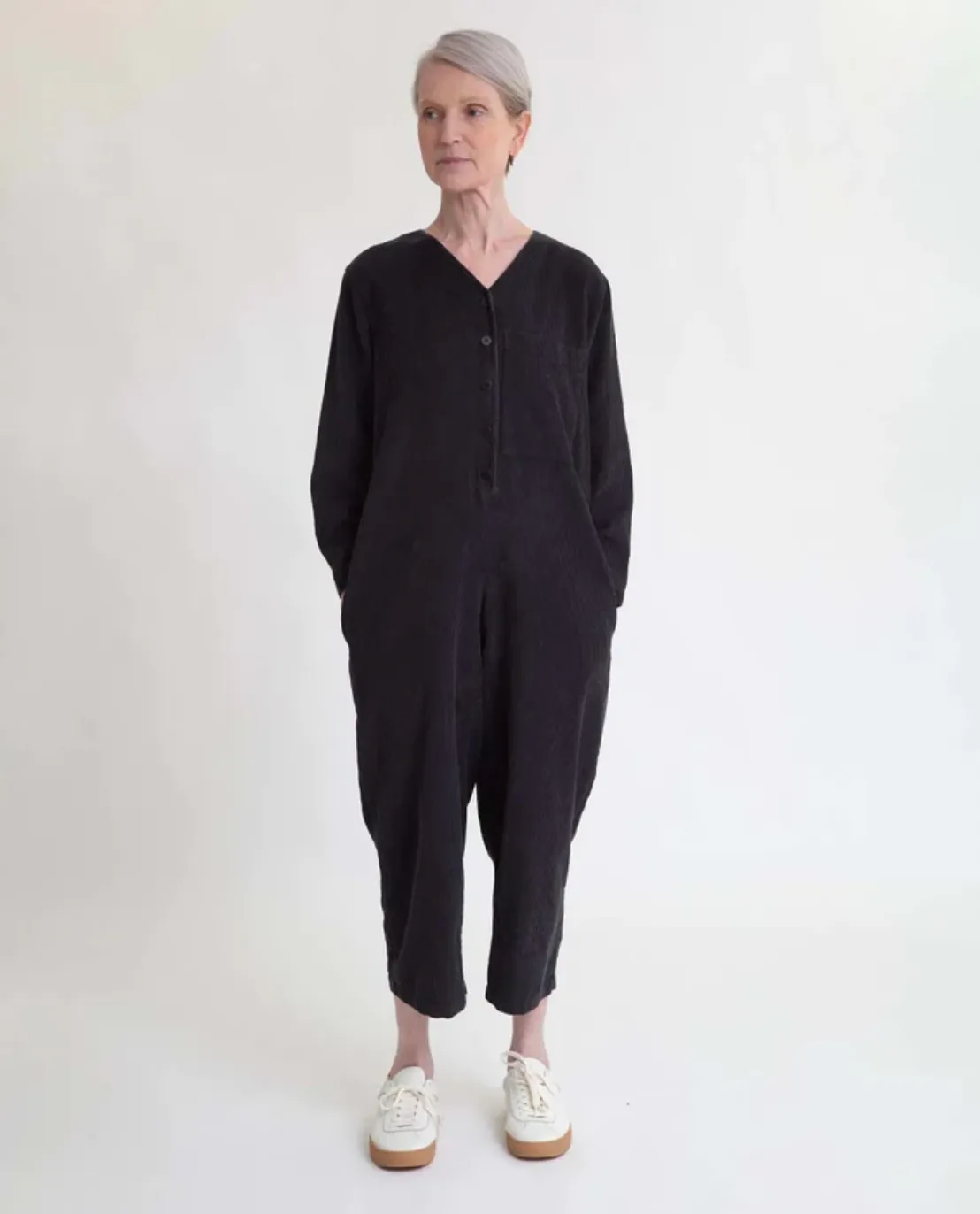 Portia Jumpsuit organic cotton cord in lichen
