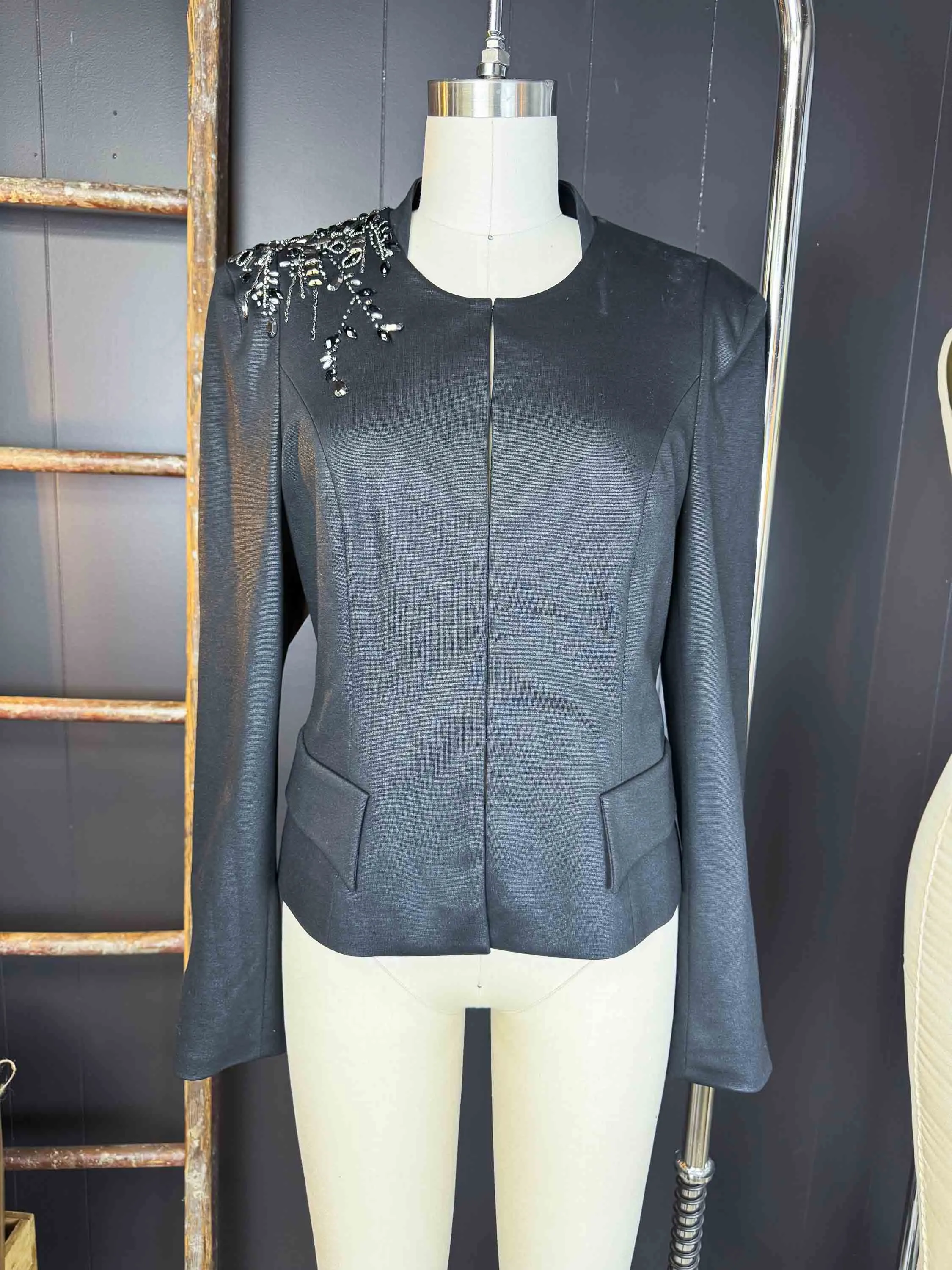 Pre-loved Black Embellished Emely Essence Blazer - Size M