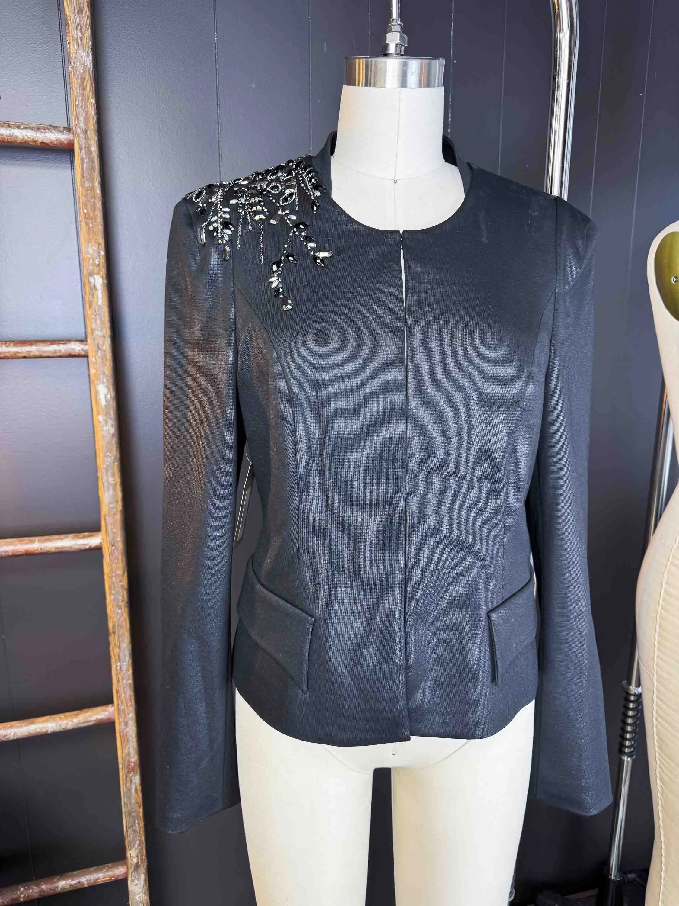 Pre-loved Black Embellished Emely Essence Blazer - Size M