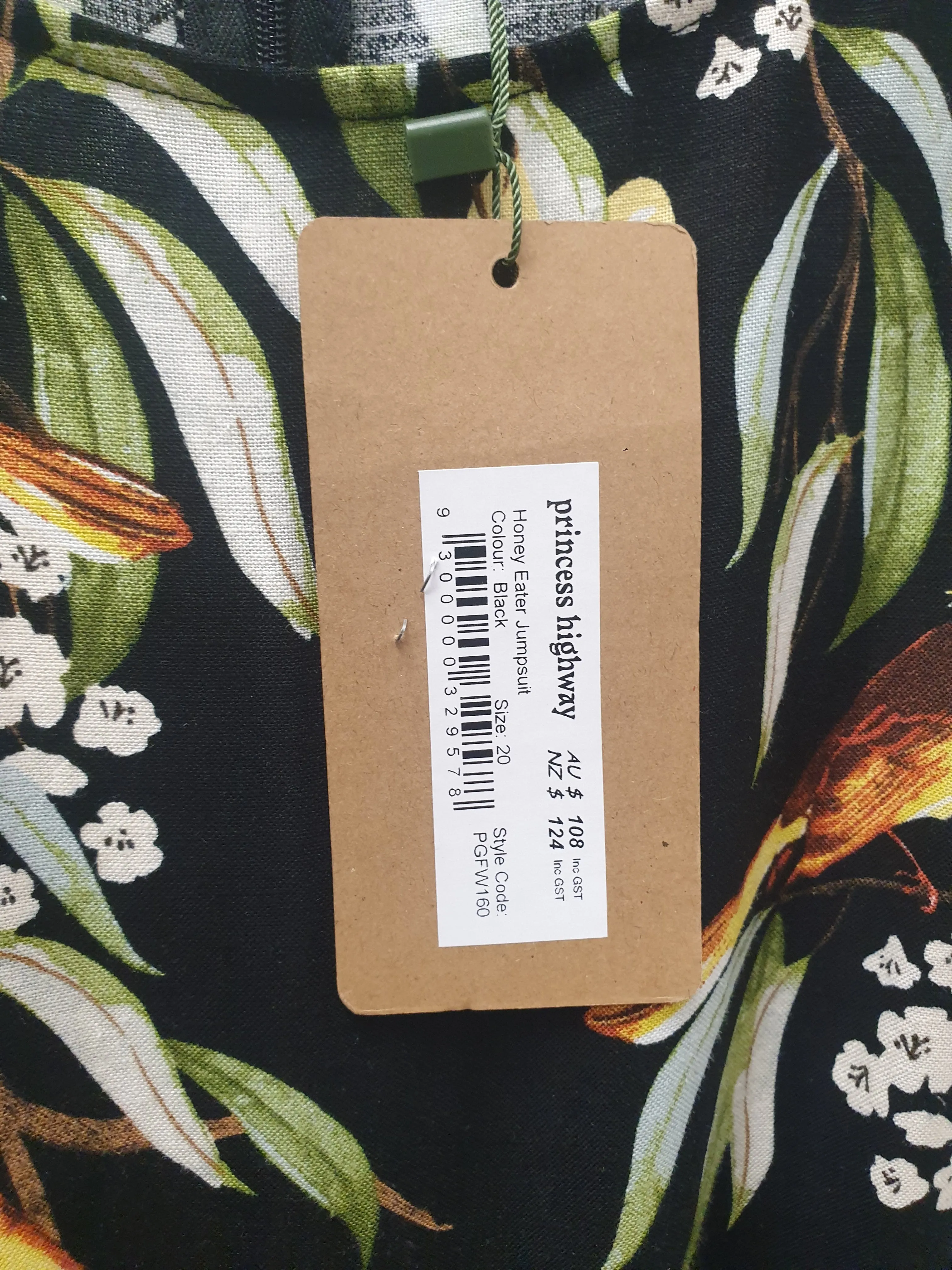 Princess Highway black floral print sleeveless jumpsuit size 20